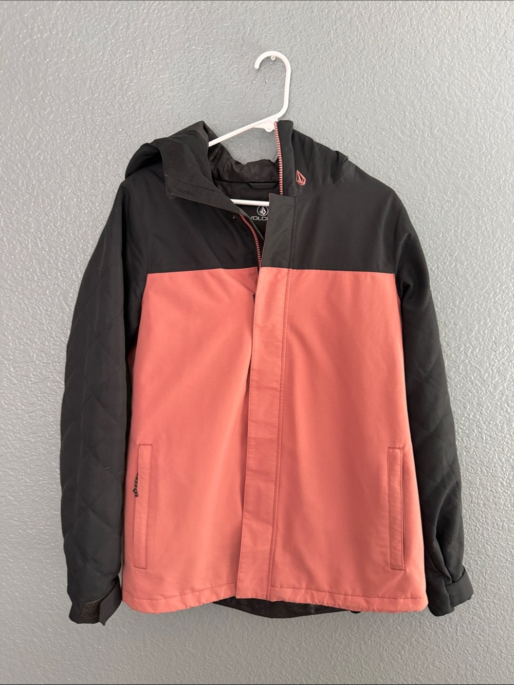 Volcom Women’s Two-Tone Hooded Snow Jacket - Black & Dusty Rose